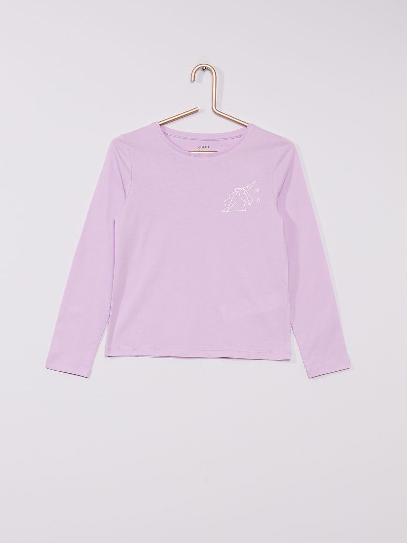 Tee-shirt manches longues imprimé violet - Kiabi