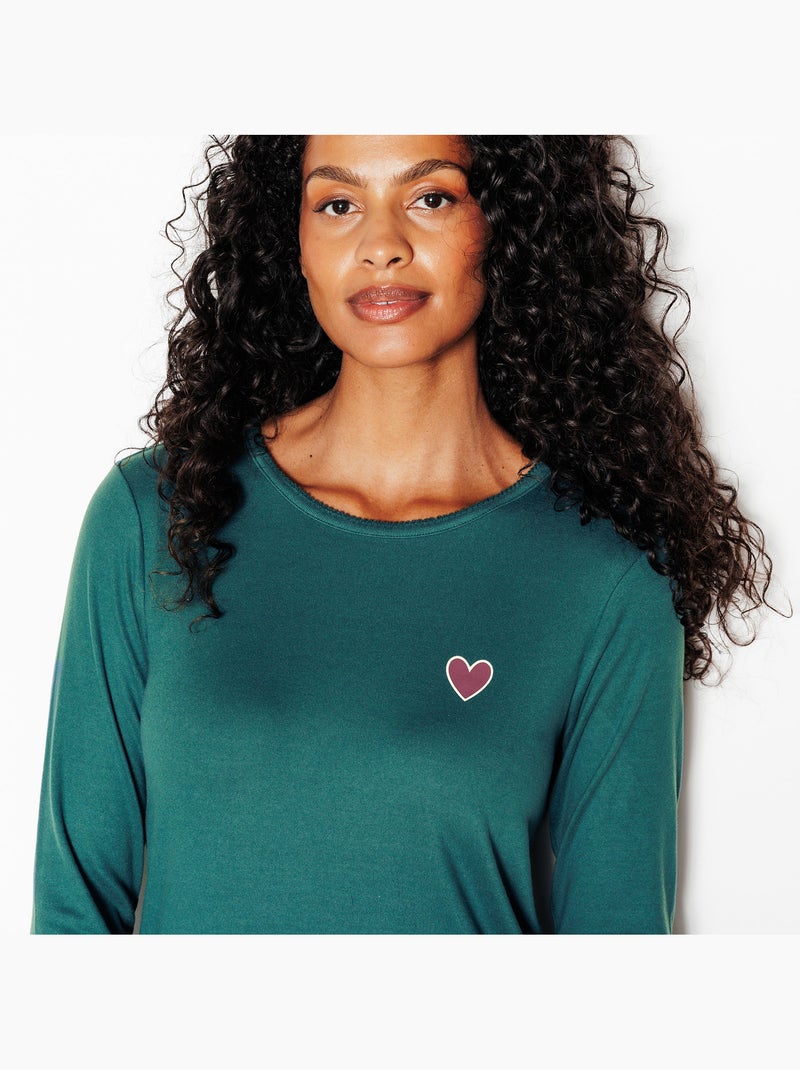Tee-shirt manches longues jolisa - rougegorge lingerie Vert foncé - Kiabi