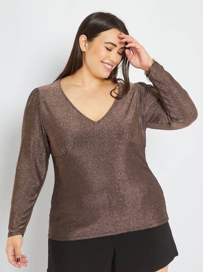 Pull oversize pailleté Femme - Noir