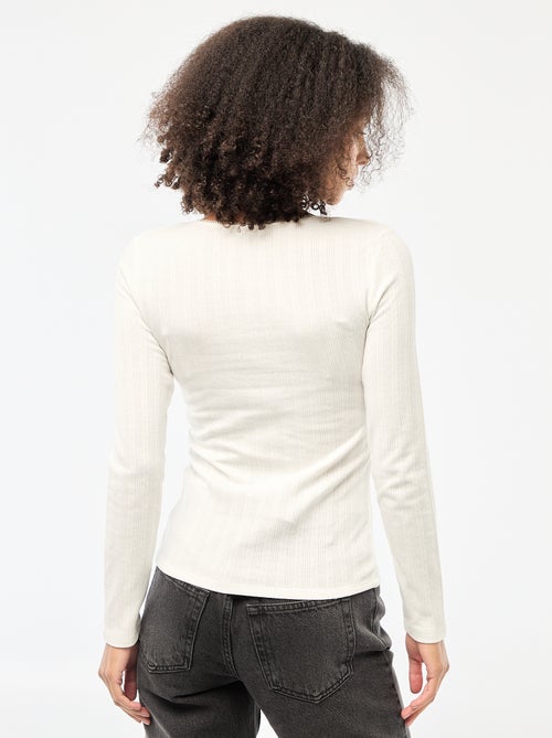 Tee-shirt manches longues pointelle - Kiabi