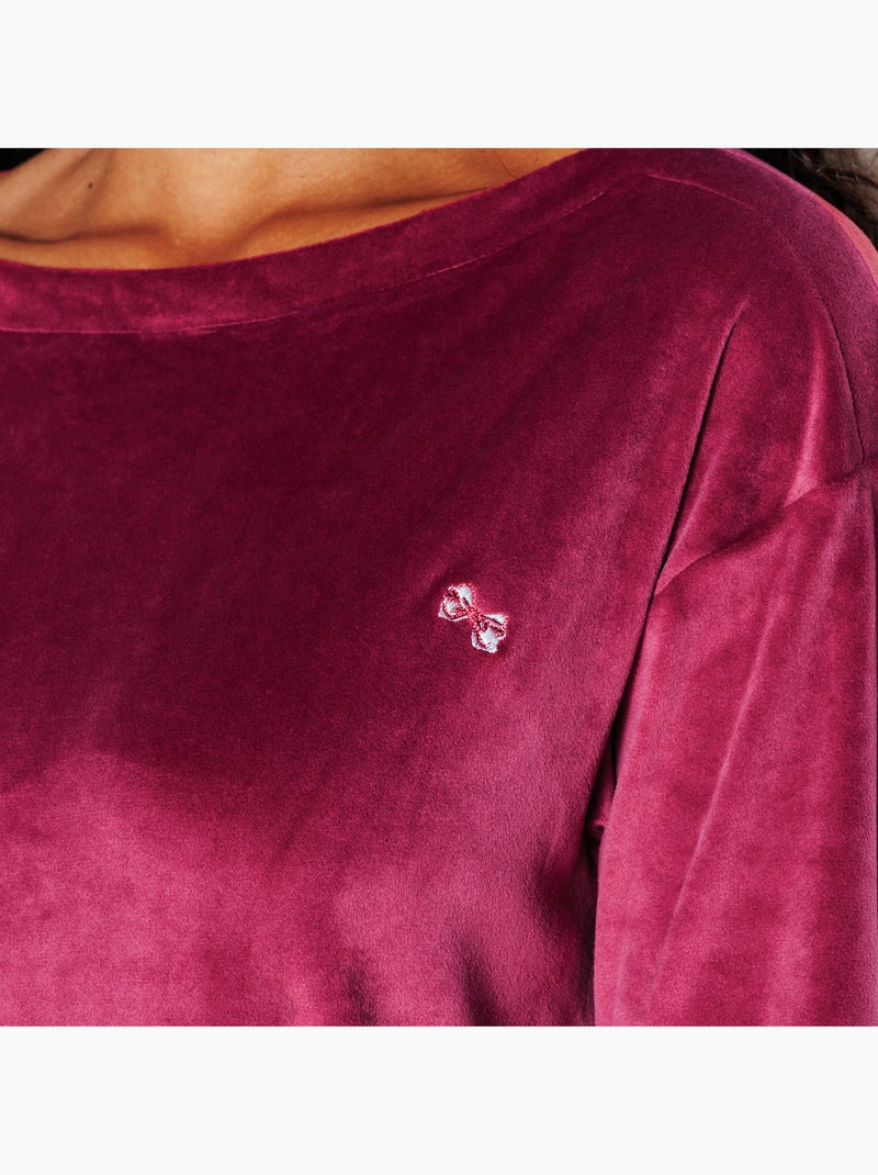 Tee-shirt manches longues velours fluffy - rougegorge lingerie Bordeaux - Kiabi