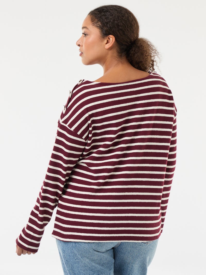 Tee-shirt marinière col bateau Rouge - Kiabi