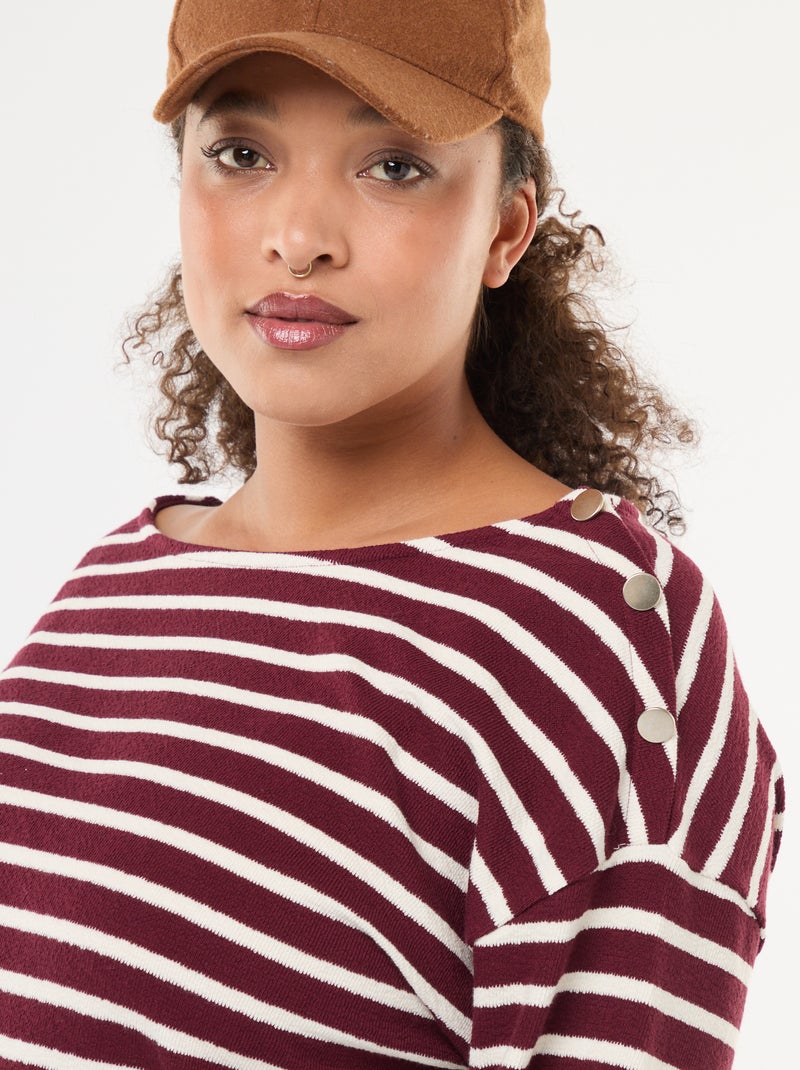 Tee-shirt marinière col bateau Rouge - Kiabi
