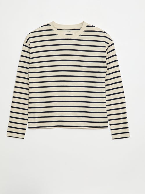 Tee-shirt marinière épaule scratchée - So Easy - Kiabi