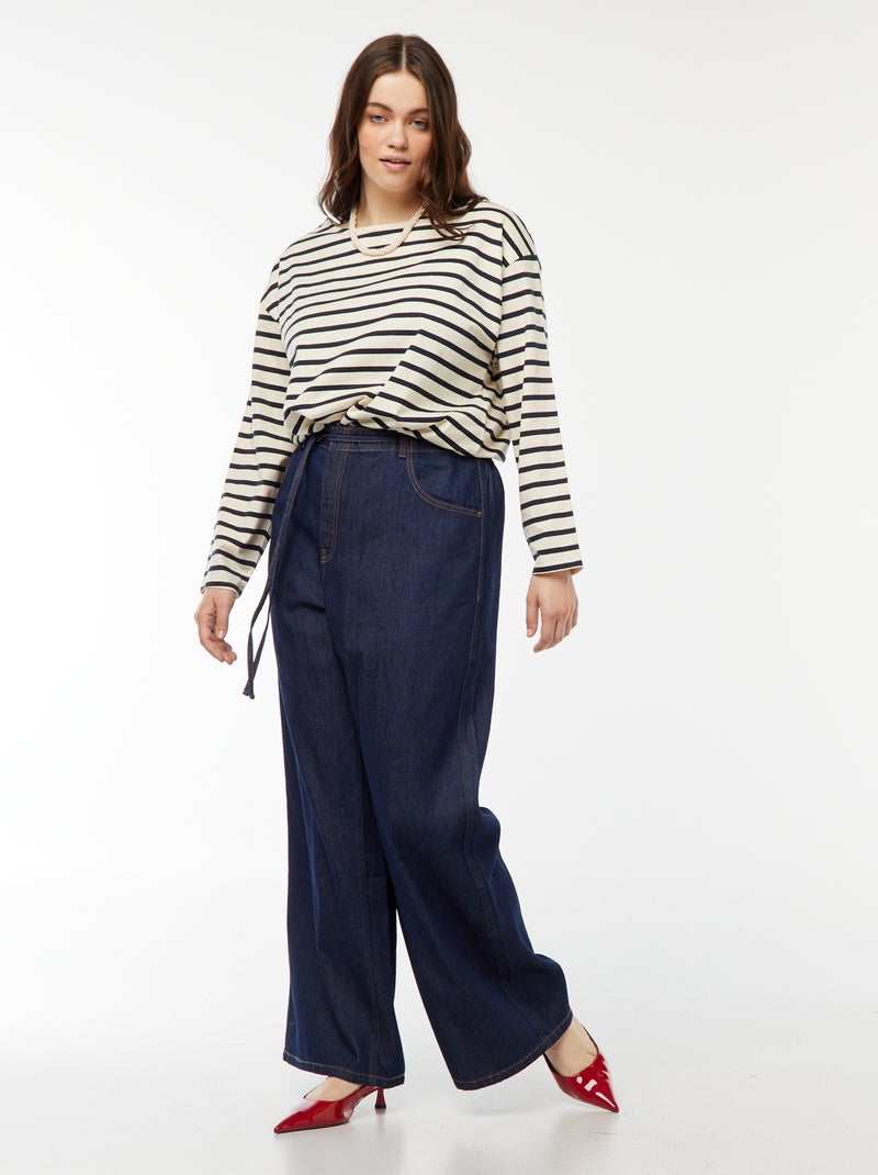 Tee-shirt marinière oversize Blanc - Kiabi