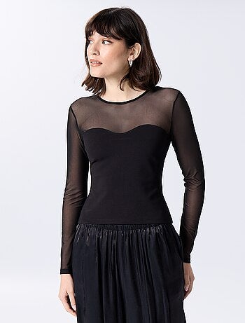 Tee-shirt moulant avec partie supérieure transparente