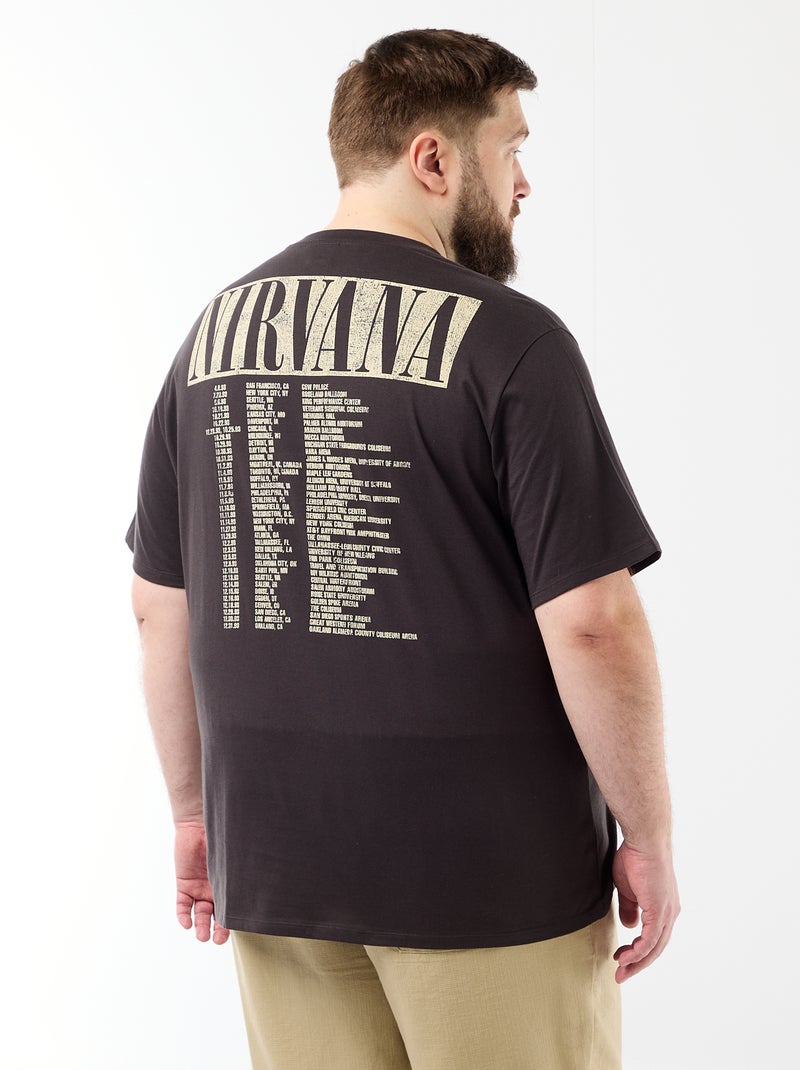 Tee-shirt 'Nirvana' à manches courtes imprimé recto/verso Noir - Kiabi