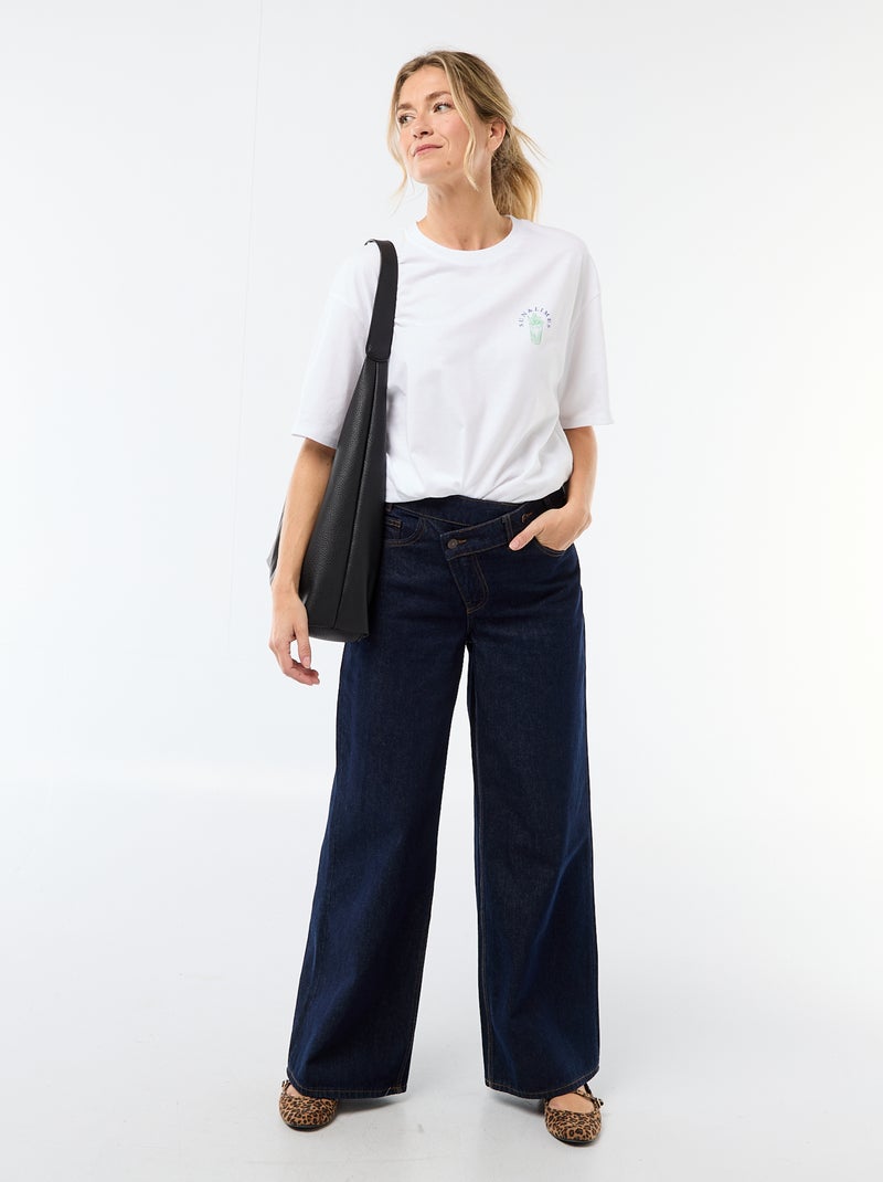Tee-shirt oversize à message Blanc - Kiabi