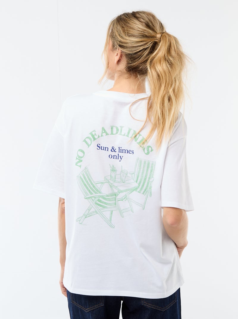 Tee-shirt oversize à message Blanc - Kiabi