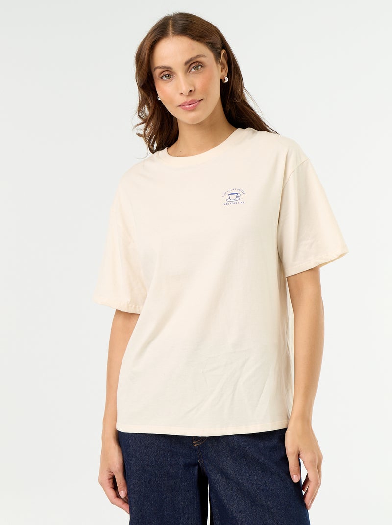 Tee-shirt oversize à message Blanc - Kiabi
