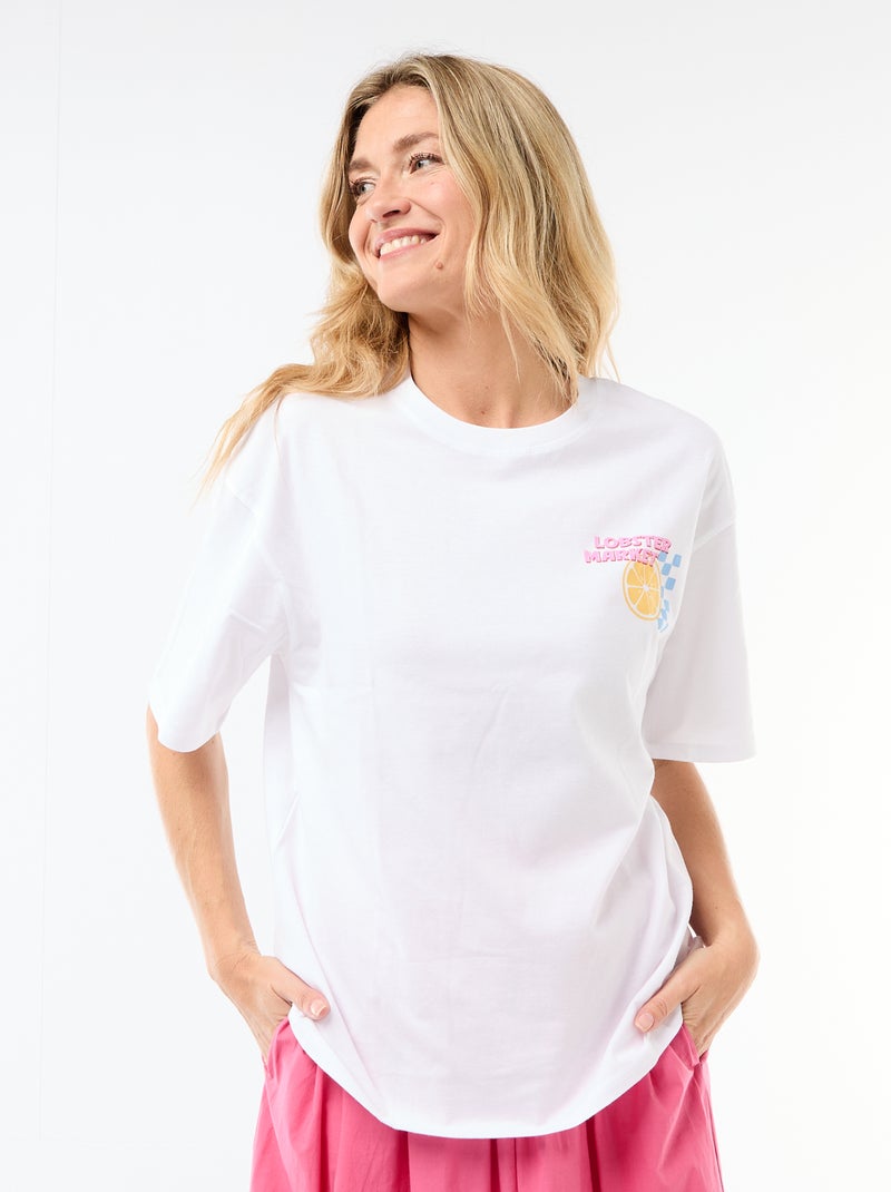 Tee-shirt oversize à message Blanc - Kiabi