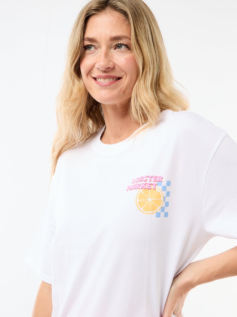 Tee-shirt oversize à message Blanc - Kiabi