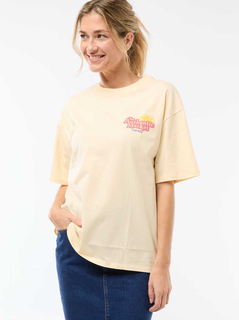 Tee-shirt oversize à message Jaune - Kiabi