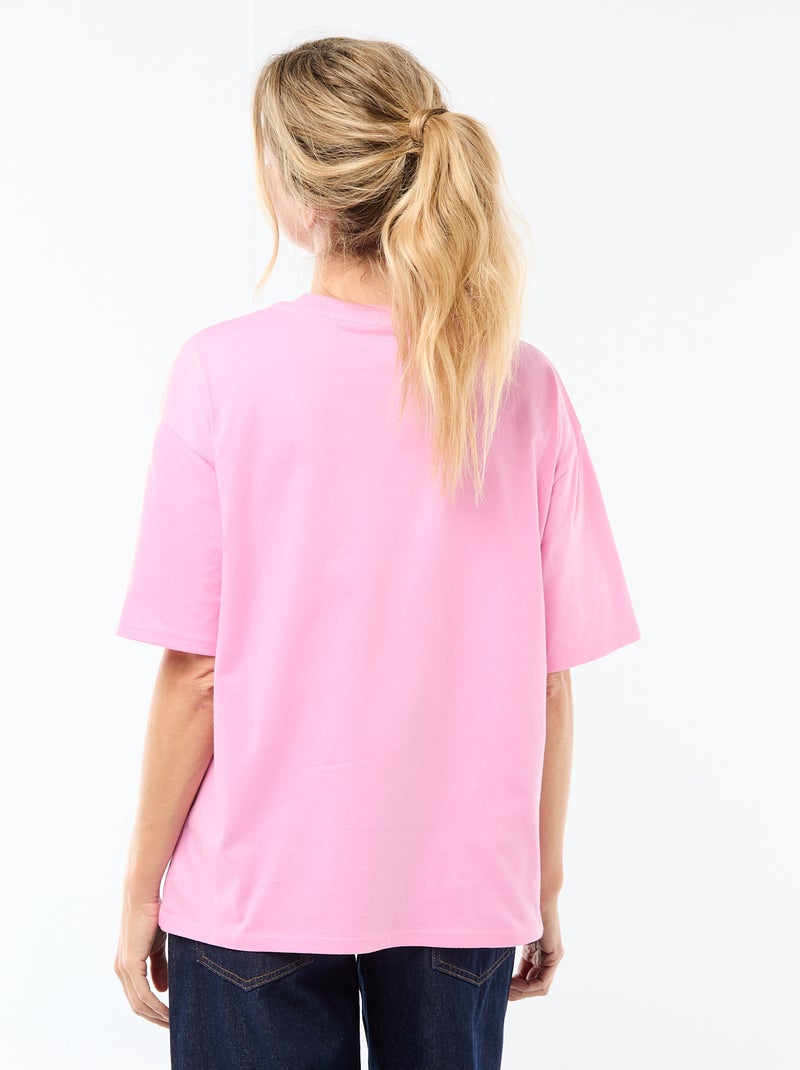 Tee-shirt oversize à message Rose - Kiabi