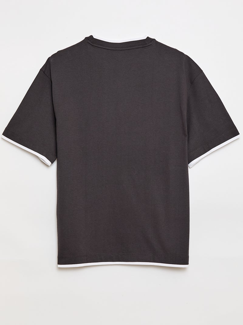 Tee-shirt oversize effet 2-en-1 +1m90 Gris foncé/anthracite - Kiabi
