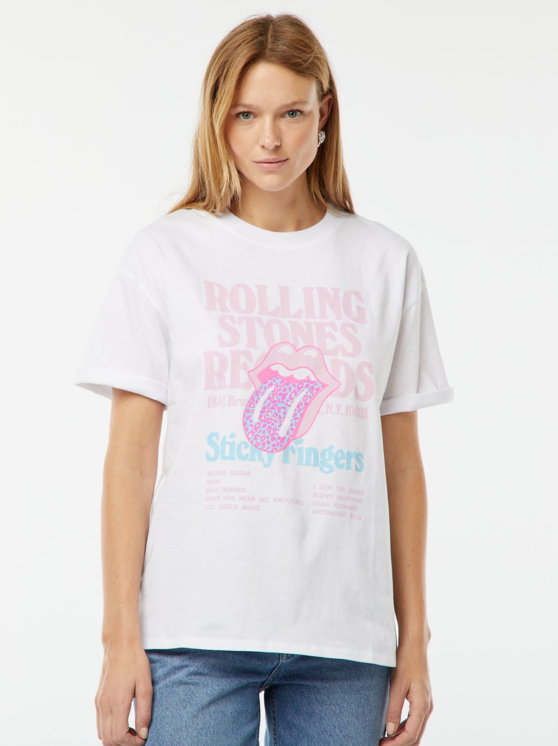 Tee-shirt oversize imprimé 'The Rolling Stones' Blanc - Kiabi