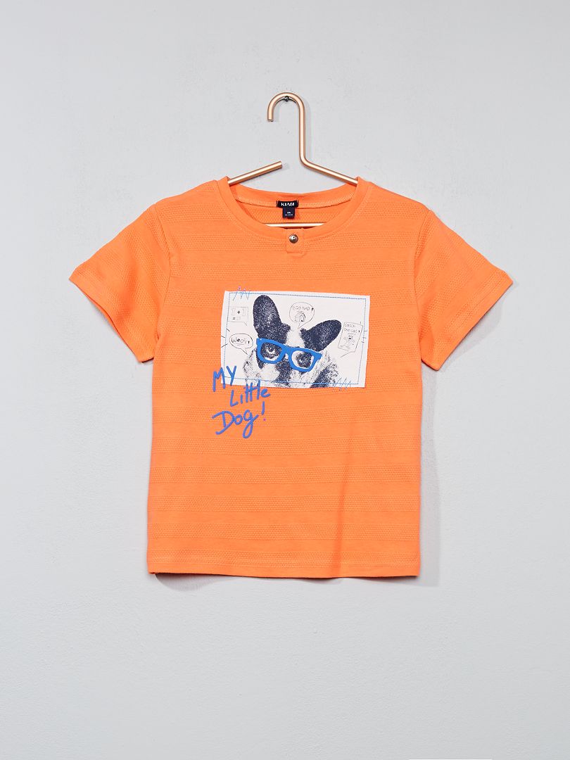 Tee-shirt pur coton imprimé orange - Kiabi