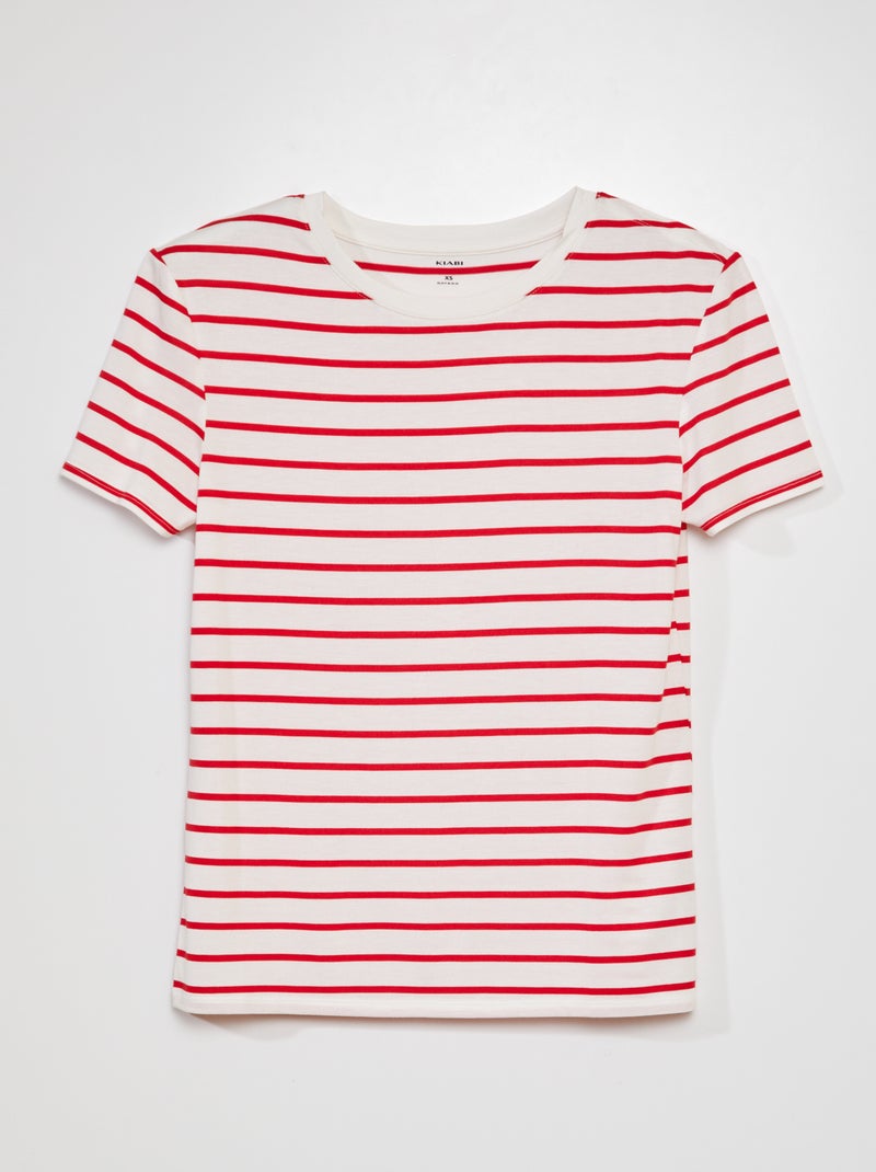 Tee-shirt rayé - So Easy Rouge/blanc - Kiabi