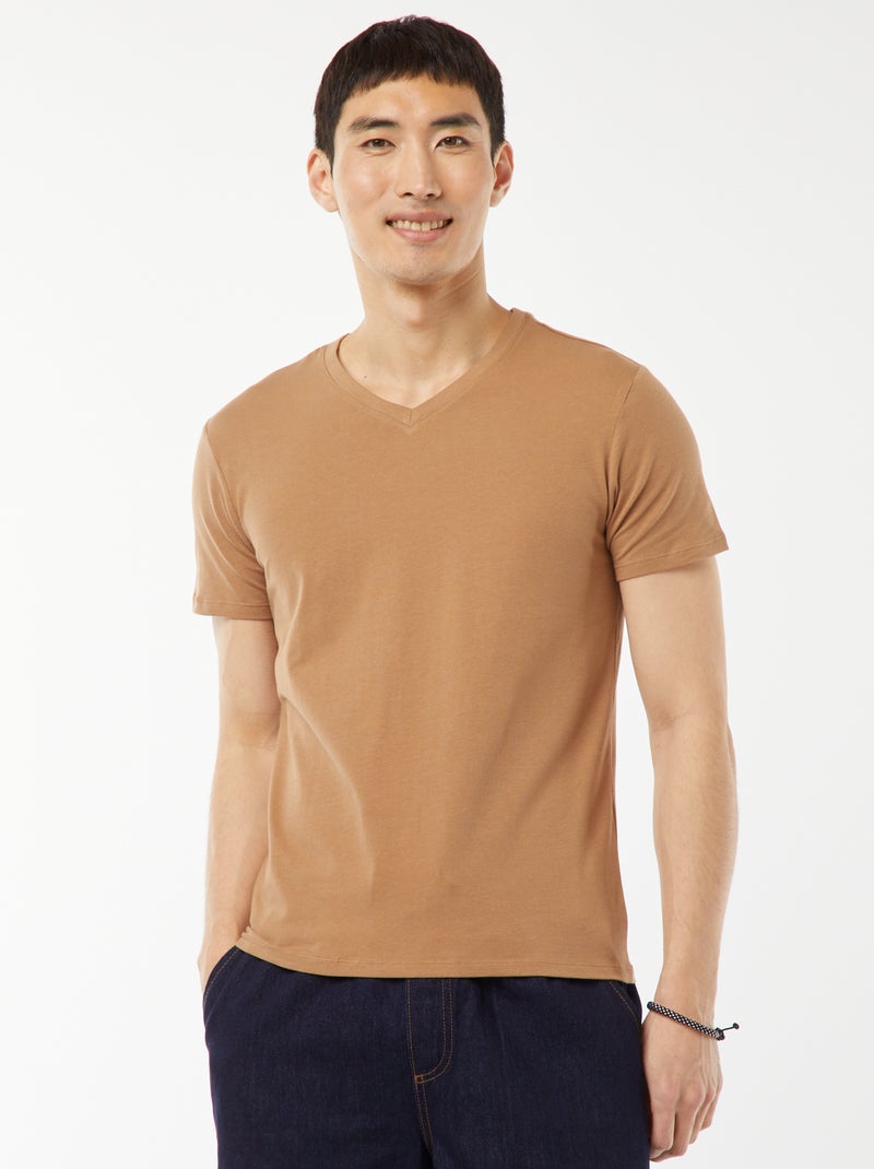Tee-shirt regular stretch Beige - Kiabi