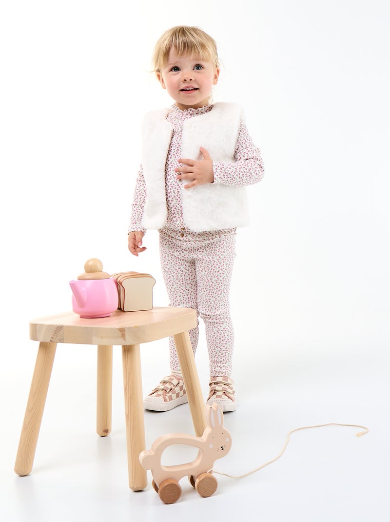 Tee-shirt rib col ondul? Blanc - Kiabi