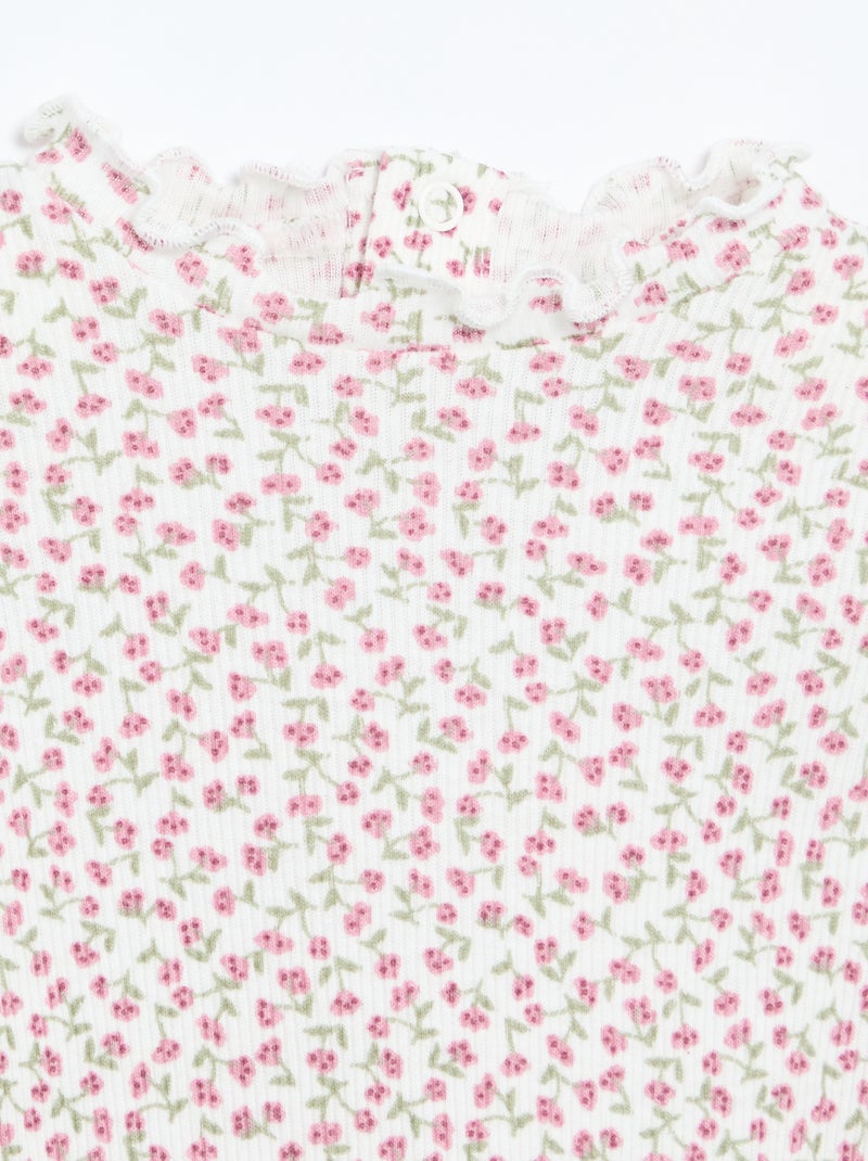 Tee-shirt rib col ondul? Blanc - Kiabi