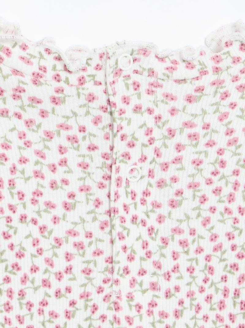 Tee-shirt rib col ondul? Blanc - Kiabi