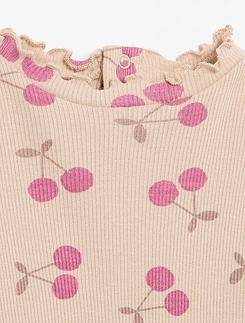 Tee-shirt rib col ondulé
