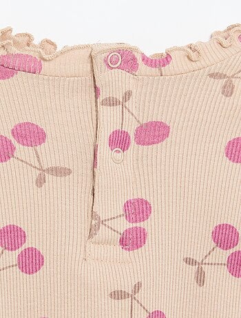 Tee-shirt rib col ondulé