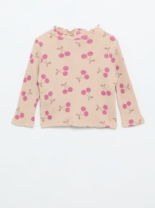 Tee-shirt rib col ondulé - Kiabi
