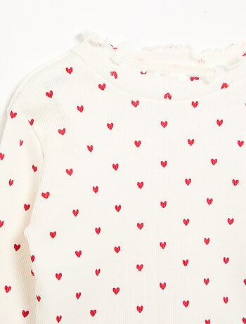 Tee-shirt rib col ondulé