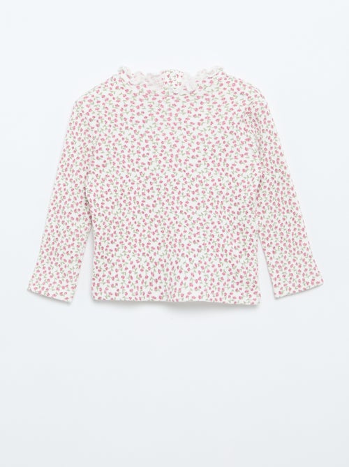 Tee-shirt rib col ondulé - Kiabi