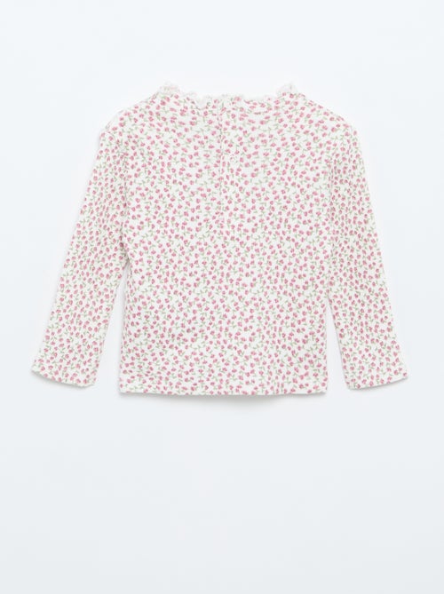 Tee-shirt rib col ondulé - Kiabi