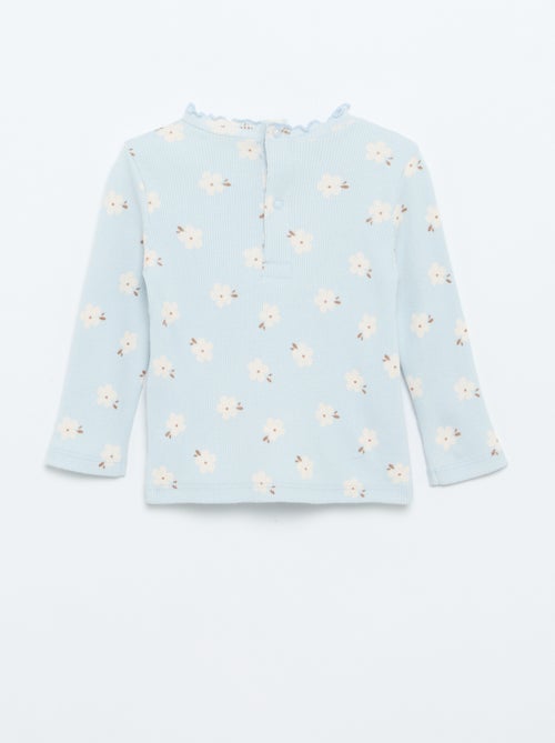 Tee-shirt rib col ondulé - Kiabi