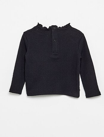 Tee-shirt rib col ondulé