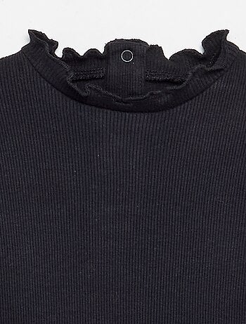 Tee-shirt rib col ondulé