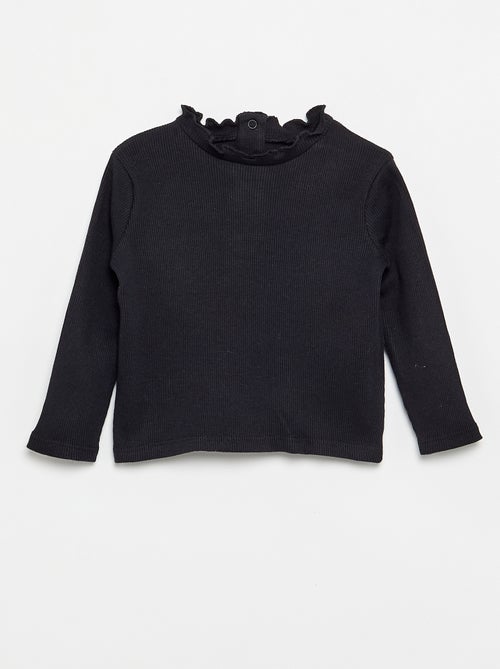 Tee-shirt rib col ondulé - Kiabi