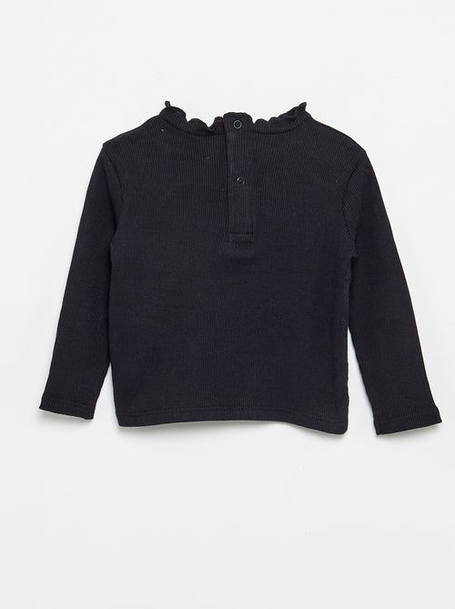 Tee-shirt rib col ondulé - Kiabi