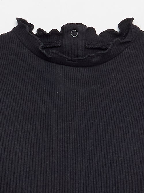 Tee-shirt rib col ondulé - Kiabi