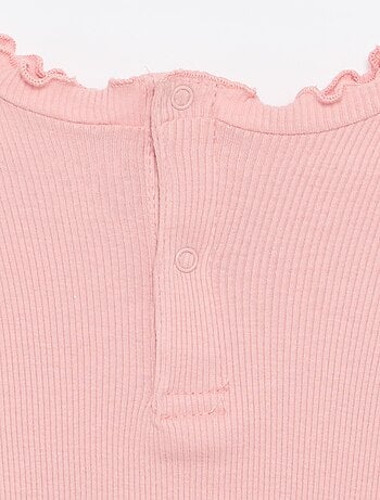 Tee-shirt rib col ondulé