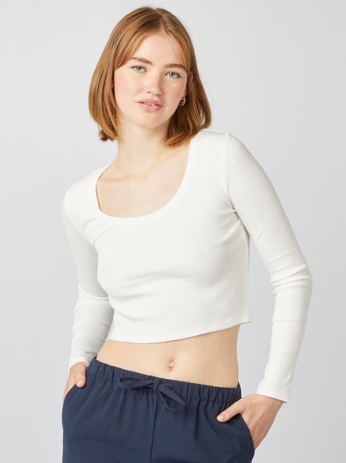 Tee-shirt rib crop top - Kiabi