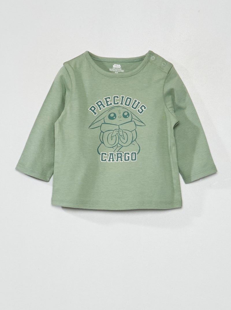 Tee-shirt 'Star Wars' 'Grogu' à manches longues Vert - Kiabi