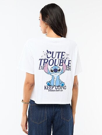 Tee-shirt 'Stitch' cropped à manches courtes