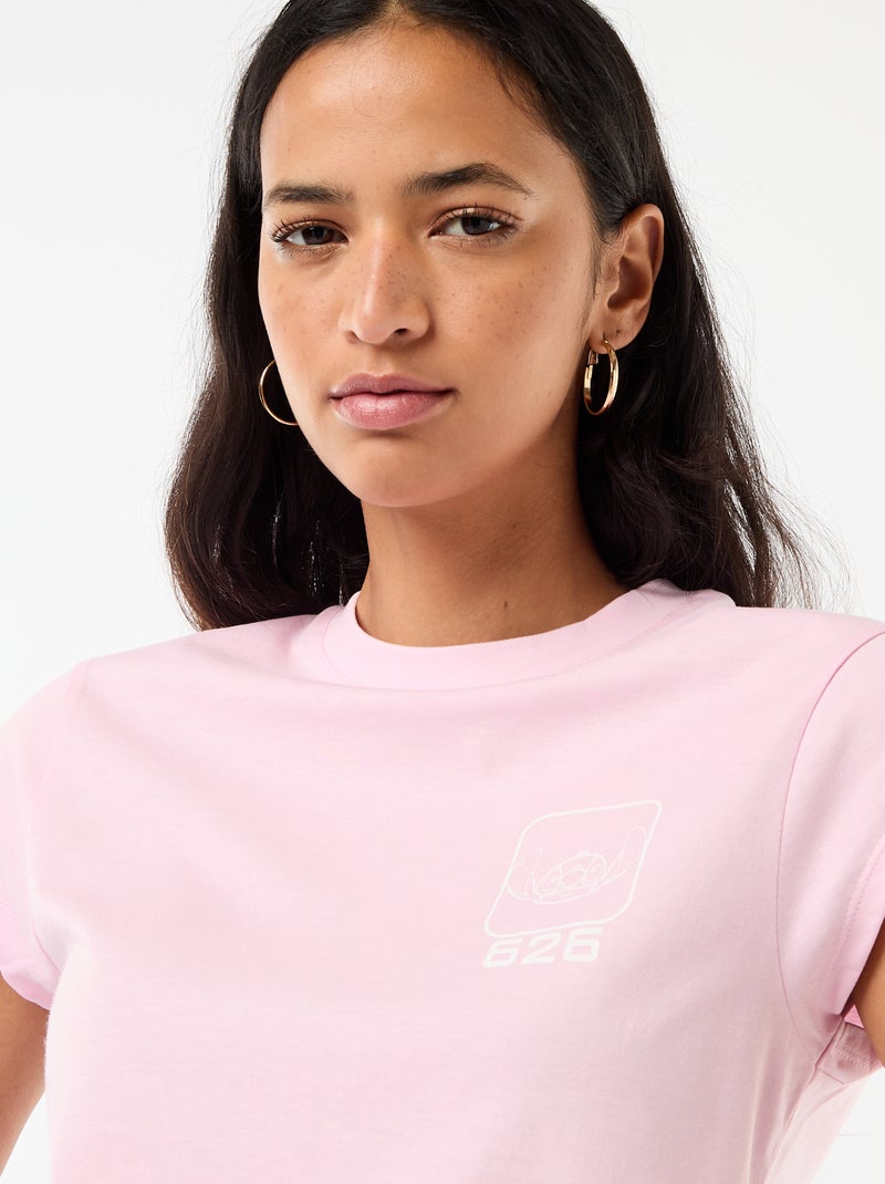 Tee-shirt 'Stitch' cropped 'Disney' Rose - Kiabi