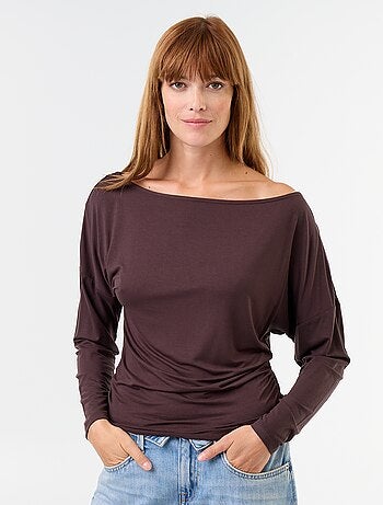 Tee-shirt stretch élastiqué sur le côté à manches longues
