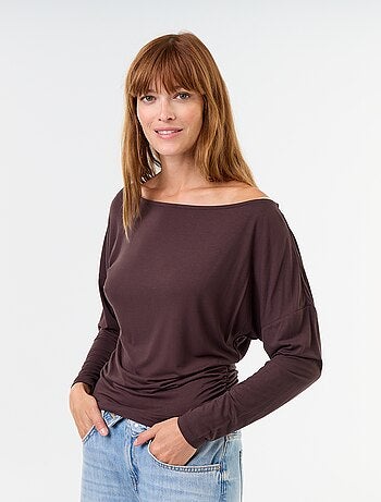 Tee-shirt stretch élastiqué sur le côté à manches longues