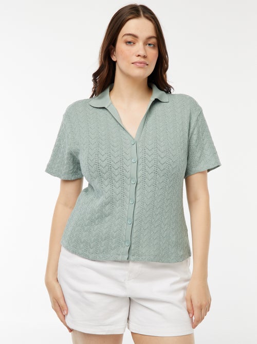 Tee-shirt style gilet en maille crochet - Kiabi