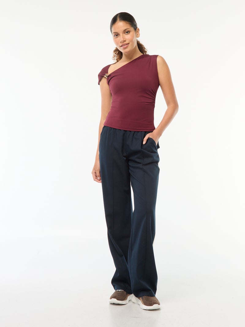 Tee-shirt twisté avec détail bijou Bordeaux - Kiabi
