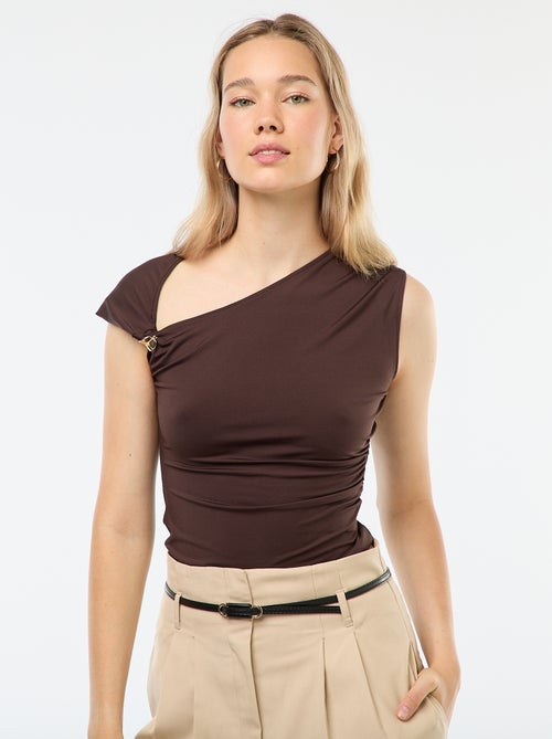 Tee-shirt twisté avec détail bijou - Kiabi
