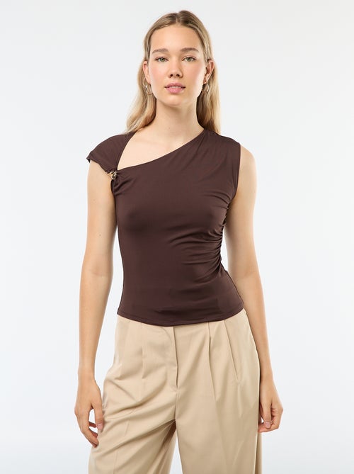 Tee-shirt twisté avec détail bijou - Kiabi