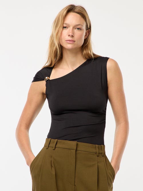 Tee-shirt twisté avec détail bijou - Kiabi